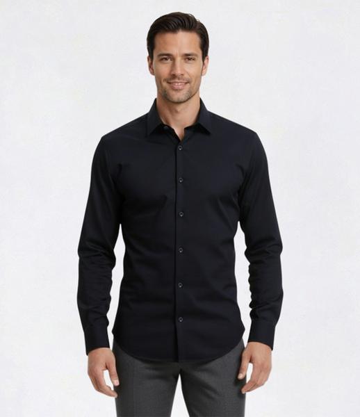 Mens Bill Blass Textured Stripe Modern Fit Dress Shirt - Black